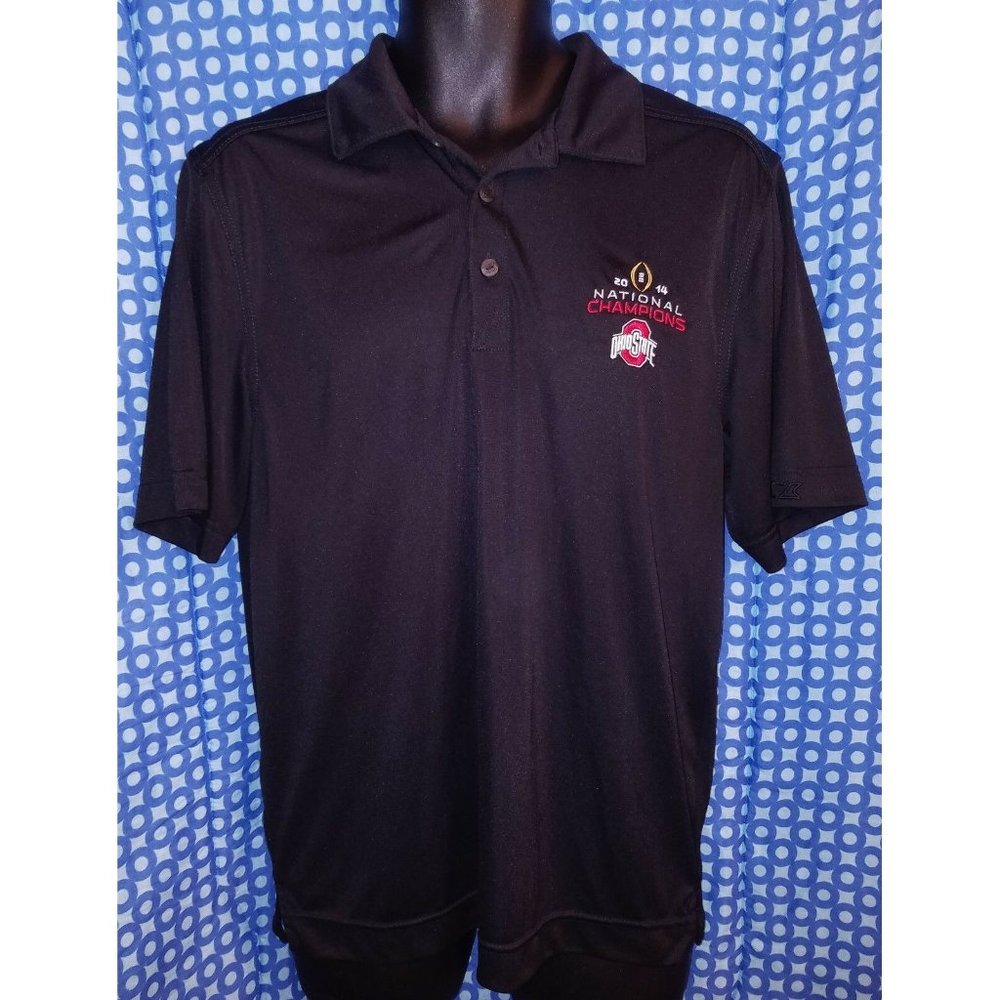 Ohio State Buckeyes 2014 National Champs Black Polyester Golf Polo - Mens Small